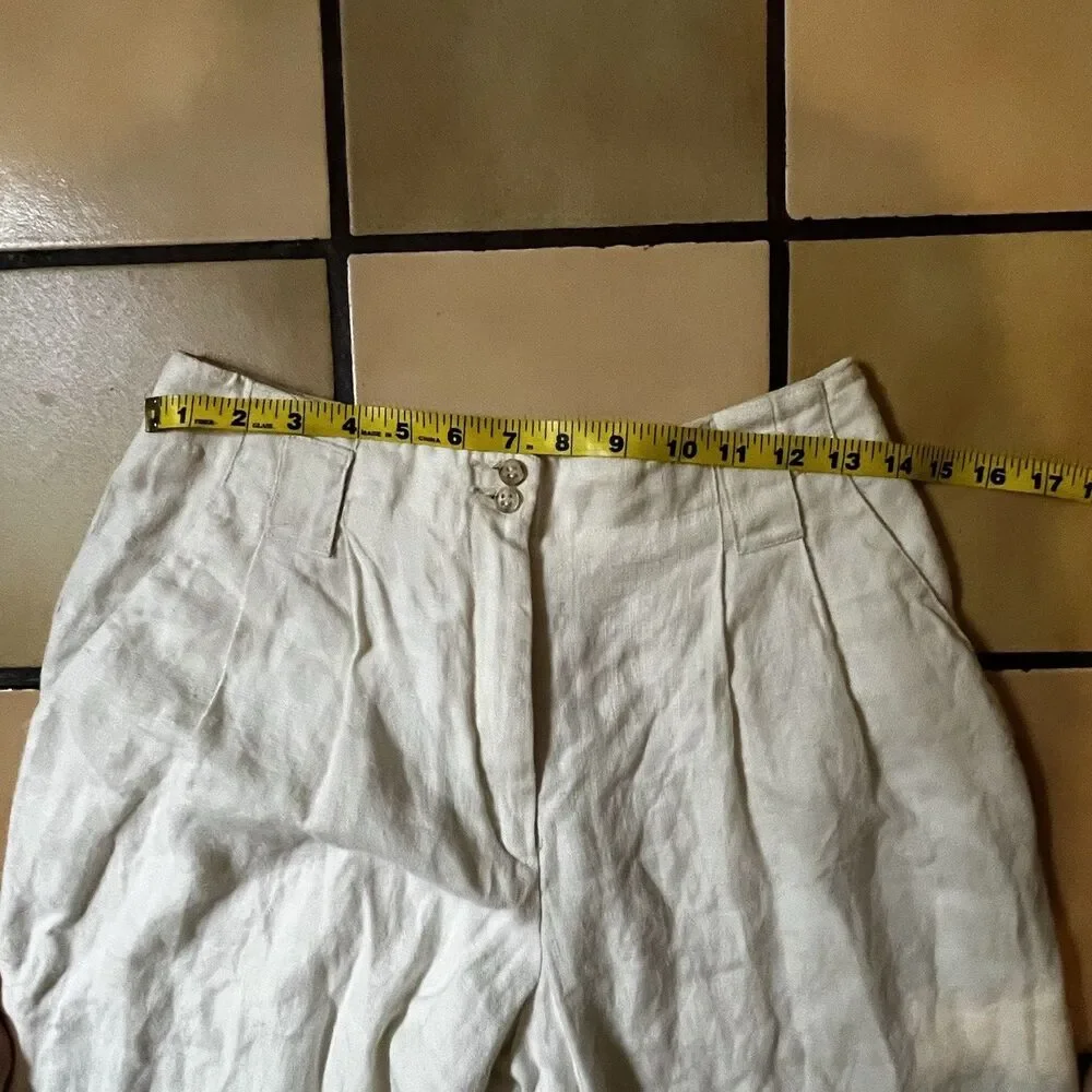 Vintage ILGWU Linen Pants Wide Leg 8 Cream Wide Leg Coastal Casual Office Summer